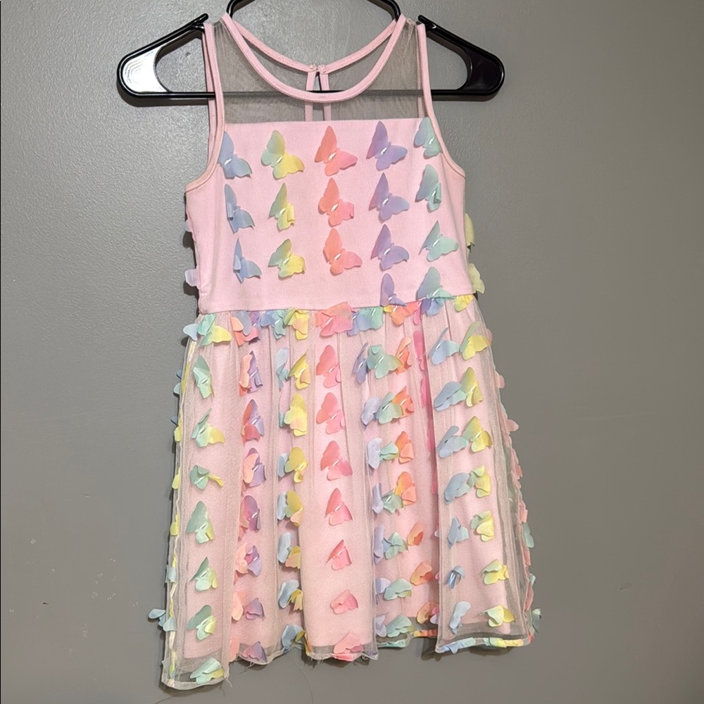 Place Pink and Yellow Sundress Sleeveless Spaghetti Strap